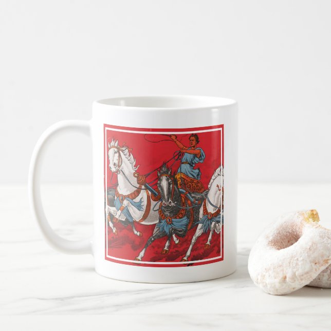 Mug Poster De Cirque De Deux Hommes À Chariots Racing (Avec donut)