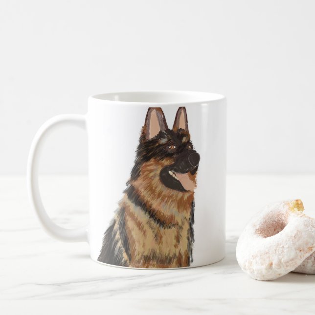 Mug Poster peint allemand Shepard Portrait (Avec donut)