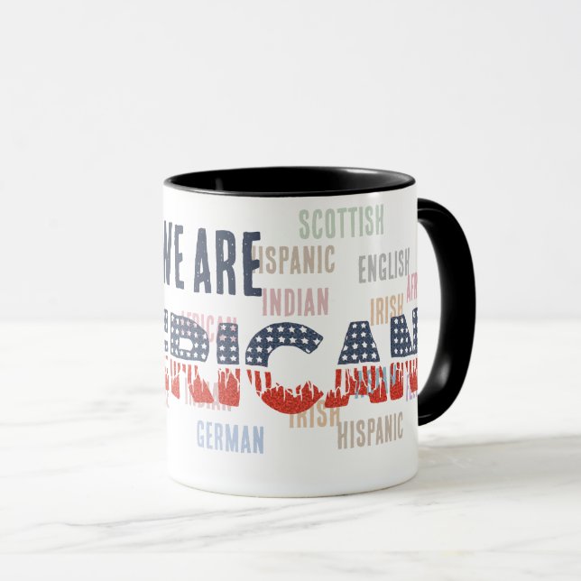 Mug Pot de fusion "AMERICAN" avec police de drapeau -  (Devant droit)
