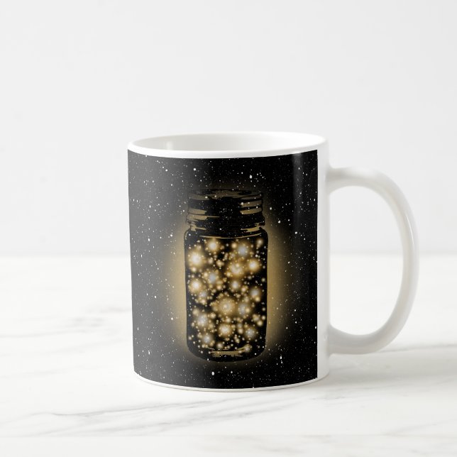 Mug Pot rougeoyant de lucioles avec des étoiles de (Droite)