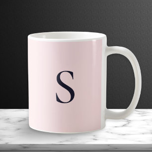 Mug Poudre rose Simple Moderne Joli Monogramme