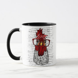 Mug Poulet avec bandeau de bandana et lunettes mignonn