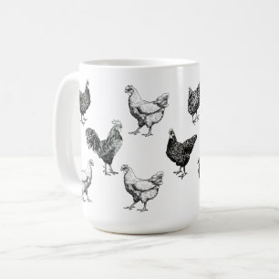 Mug poulet, coq et poule