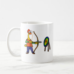 Mug Poulet en caoutchouc drôle tirant au tir à l'arc b