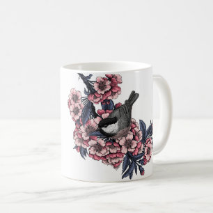 Mug Poulet sur une branche de cerise en fleurs