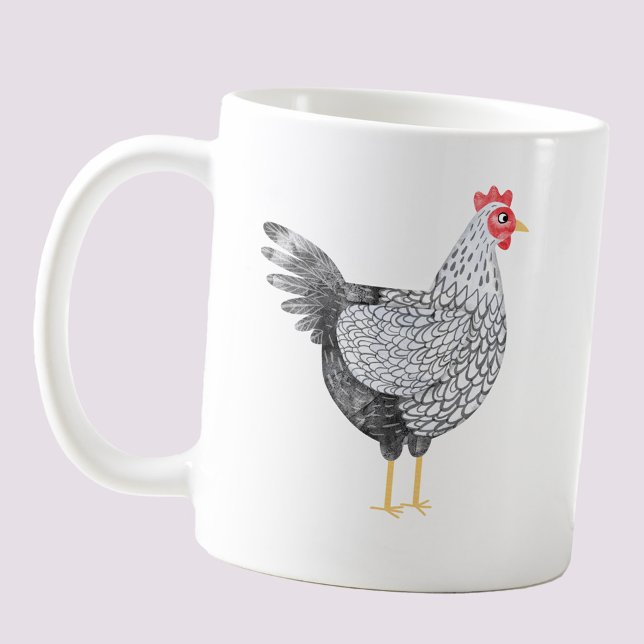 Mug Poulet Wyandotte à l'aquarelle amusant (Fun Wyandotte chicken coffee mug for poultry and bird lovers)