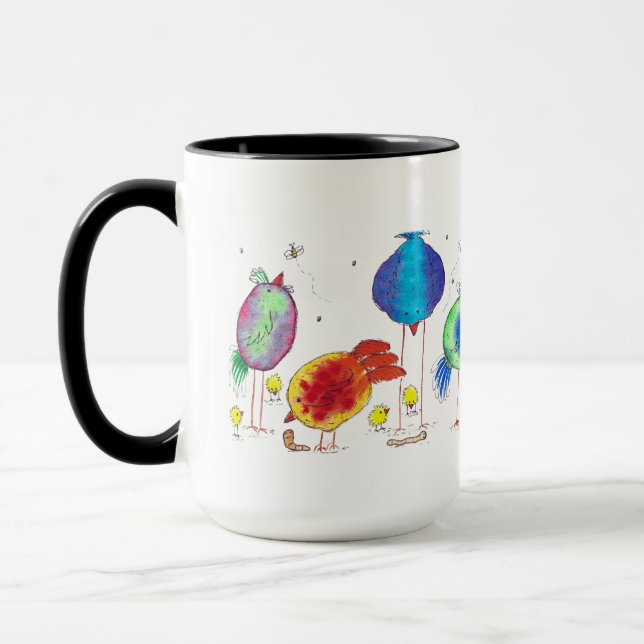 Mug Poulets d'aquarelle de Whimsical 15 oz de boîte en (Gauche)