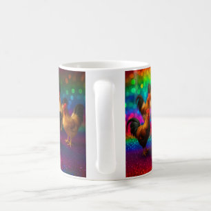 Mug Poulets sur un fond arc-en-ciel  