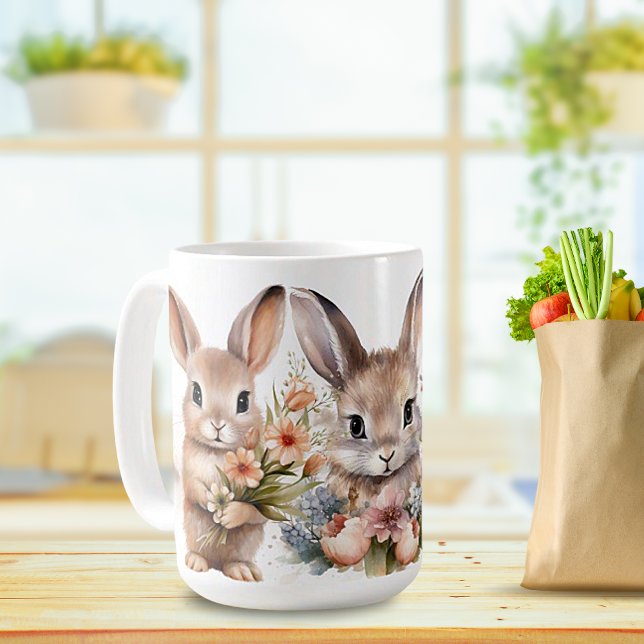 Mug Poulie de céramique 'Bunnies Springtime' (Créateur téléchargé)