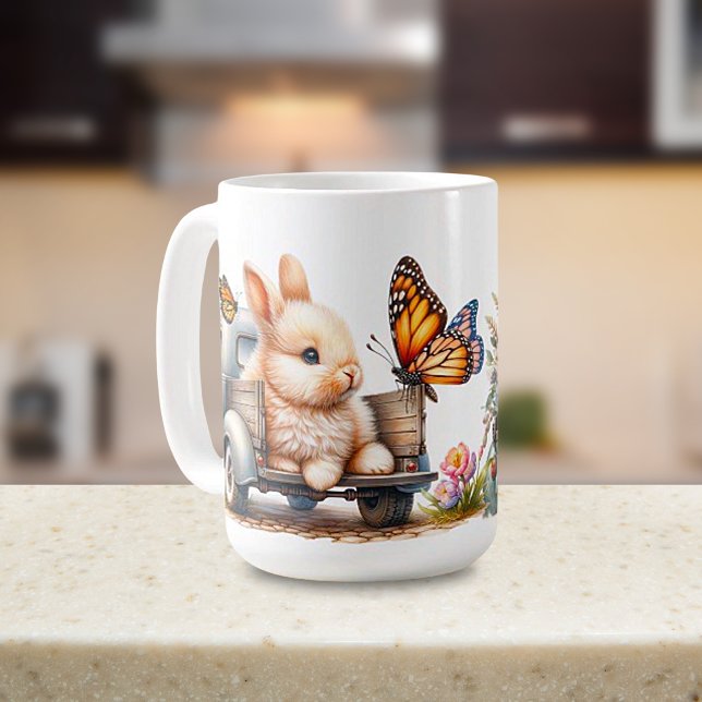 Mug Poulie de céramique 'Bunnies Springtime' (Créateur téléchargé)