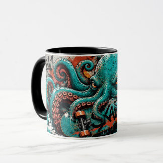 Mug Poulpe Géant de Graffiti Art de Rue Océanique Cool