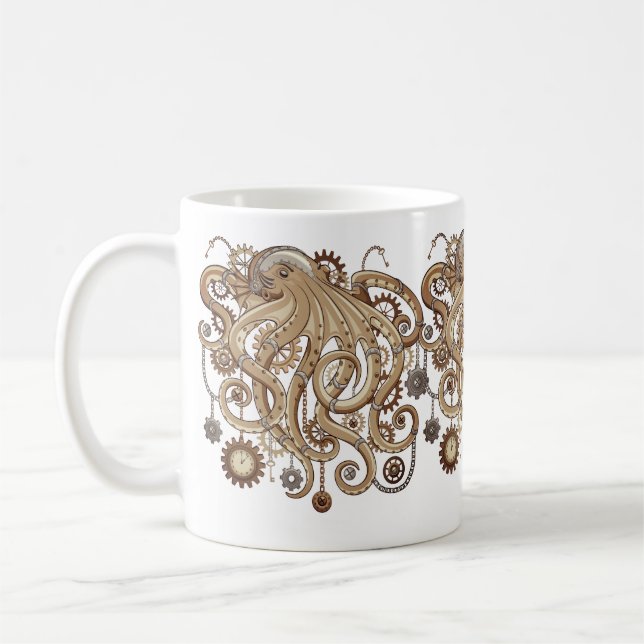Mug Poulpe Steampunk Rétro Fantastique Mécanique (Gauche)