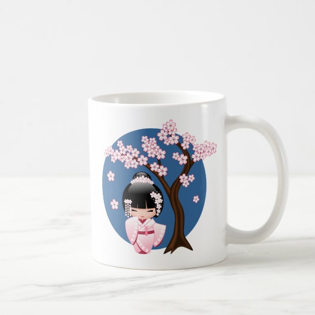 Mug Poupée blanche Kimono Kokeshi - Cute Geisha Girl 2 (Droite)