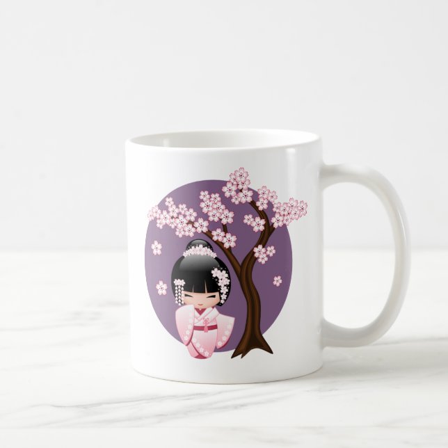 Mug Poupée blanche Kimono Kokeshi - Cute Geisha Girl C (Droite)