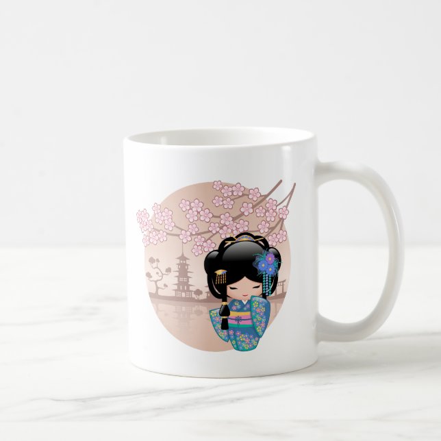 Mug Poupée Keiko Kokeshi - Blue Kimono Geisha Girl Cof (Droite)