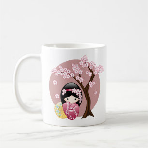 Mug Poupée Kokeshi Printemps - Cute Geisha Japonais e