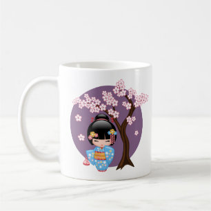 Mug Poupée Maiko Kokeshi - Café fille Kimono Geisha bl