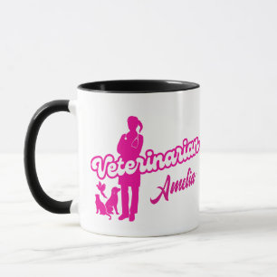 Mug Poupée rose personnalisée Vétérinaire Fille