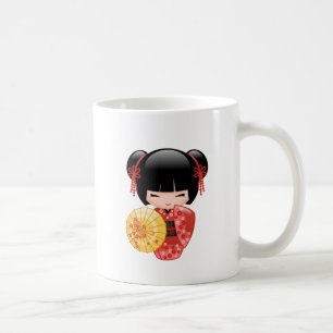 Mug Poupée Rouge Sakura Kokeshi - Cute Japonaise Geish