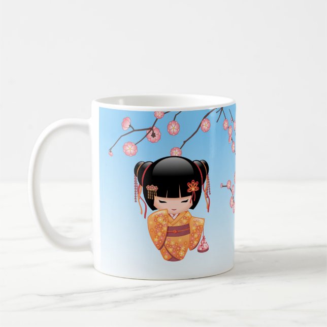 Mug Poupée Ume Kokeshi - Japonaise Geisha Girl Blue (Gauche)