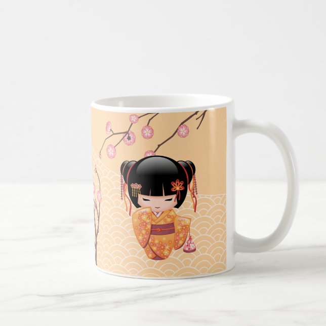 Mug Poupée Ume Kokeshi - Japonaise Pêche Geisha Girl (Droite)