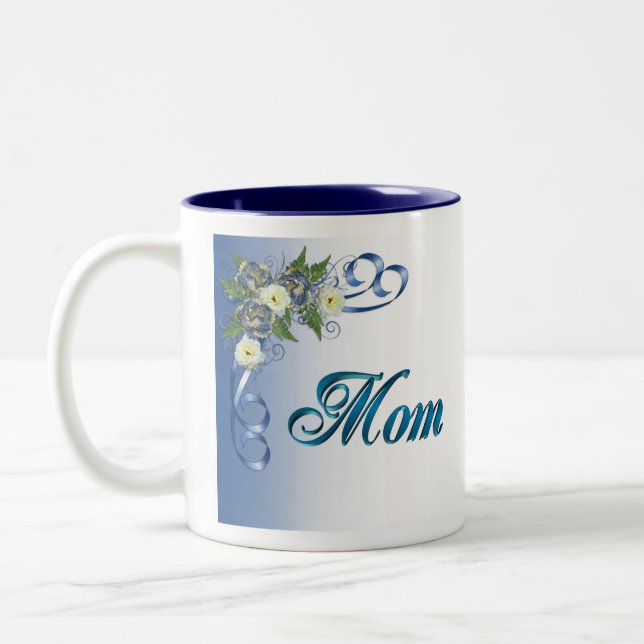Mug pour angle floral bleu MOM (Gauche)