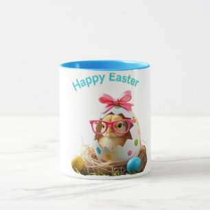 Mug Poussette à oeufs Pois avec lunettes Joyeux Pâques