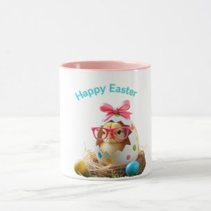 Mug Poussette à oeufs Pois avec lunettes Joyeux Pâques