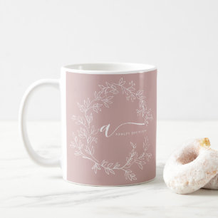 Mug Poussière de rose gênée Monogramme de nom de fille