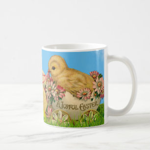 Mug Poussins de Pâques vintages avec Ciel Bleu et Oeuf