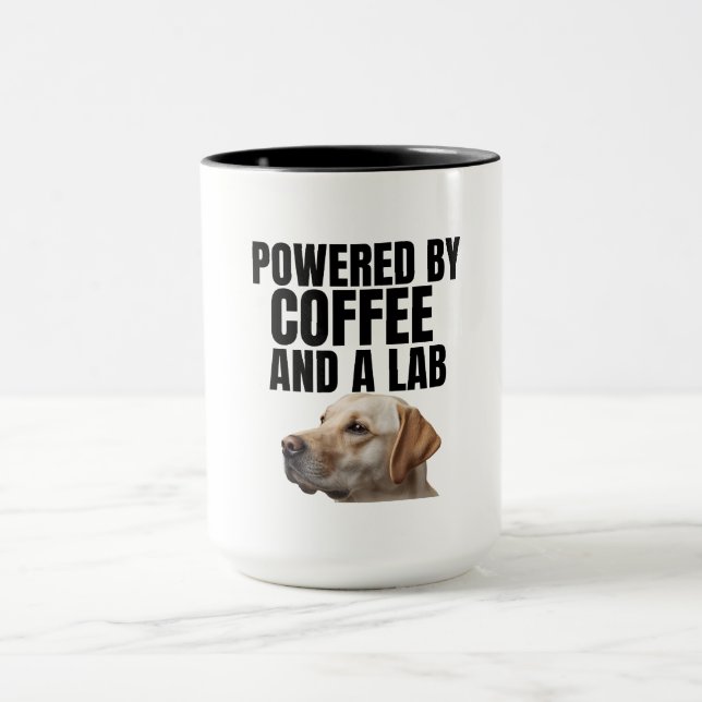 Mug Powered by Coffee and a Lab – Yellow Lab – Coffee (Centre)