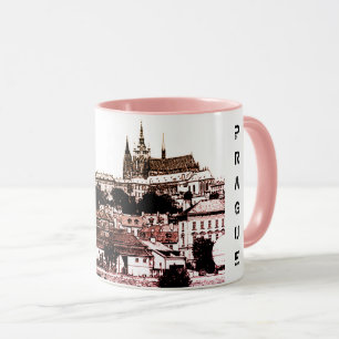 Mug Prague, ville historique, château et drapeau - Tc