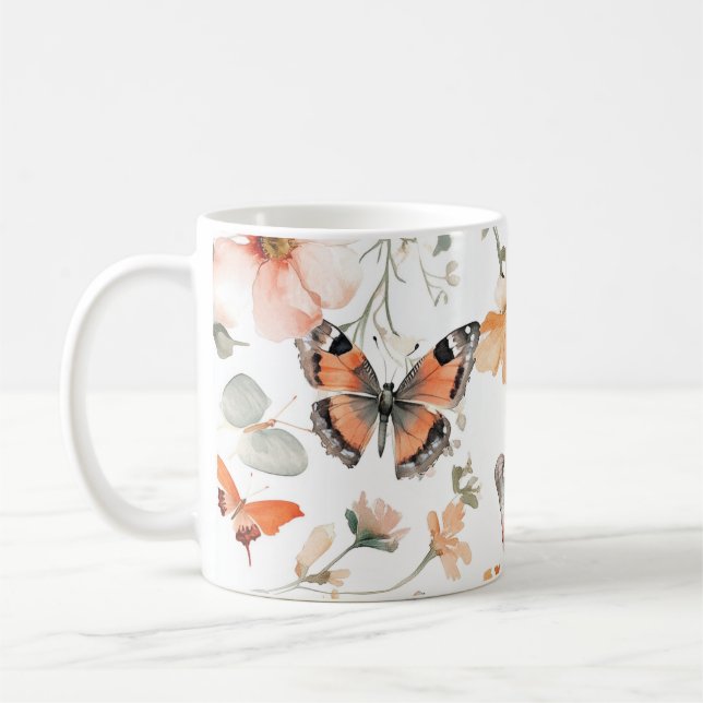 Mug Prairie de Papillon Aquarelle Joli (Gauche)