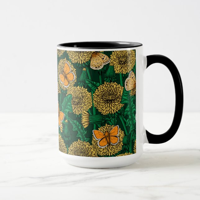 Mug Pré de Dandelion sur vert foncé (Droite)
