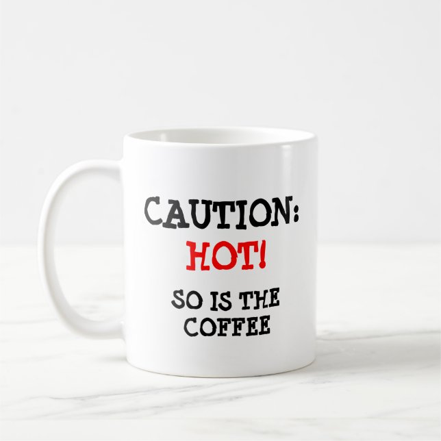 Mug Précaution : Chat et café chauds (Gauche)