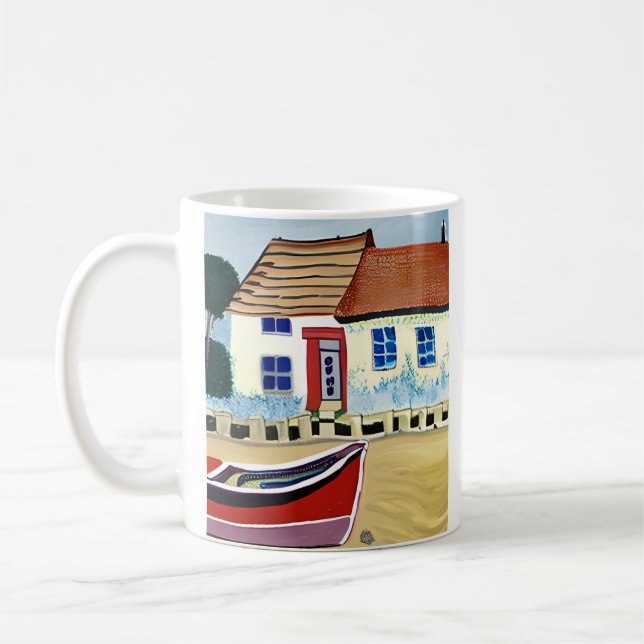 Mug préféré de papa personnalisé | Maison de plage (Gauche)