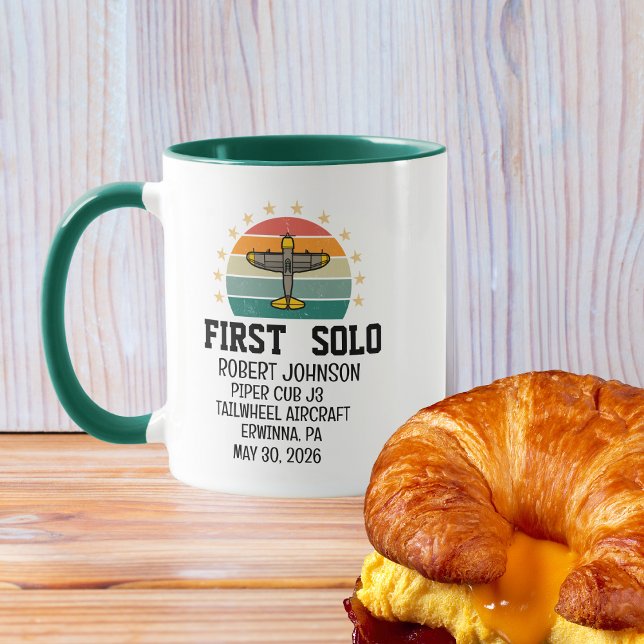 Mug Premier avion solo PILOT, Rétro, Personnalisé (Créateur téléchargé)