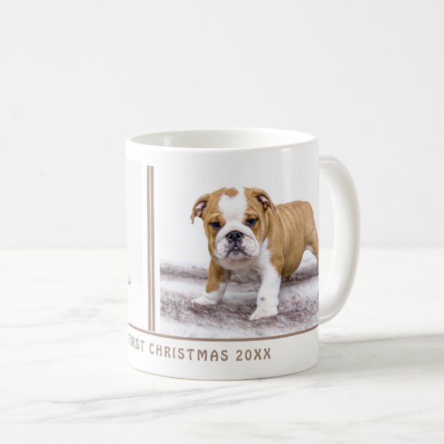 Mug Premier Chiot Noël Personnalisé Animaux de Compagn (Devant droit)