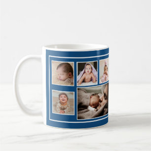 Mug Premier Fête des pères 7 Photo Collage Bleu