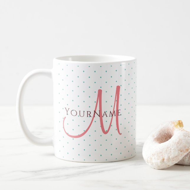 Mug Premier Modèle Monogramme Ajouter Votre Nom Modern (Avec donut)