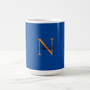 Mug Premier monogramme manuscrit propre nom Deep Blue