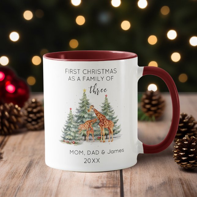 Mug Premier Noël en famille de trois mignonnes girafes (Créateur téléchargé)