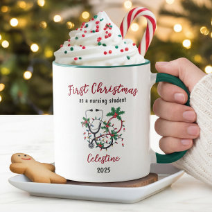 Mug Premier Noël moderne en tant qu'étudiant en soins 