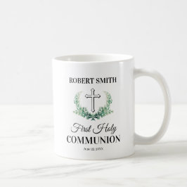 Mug Première communion de la feuille verte