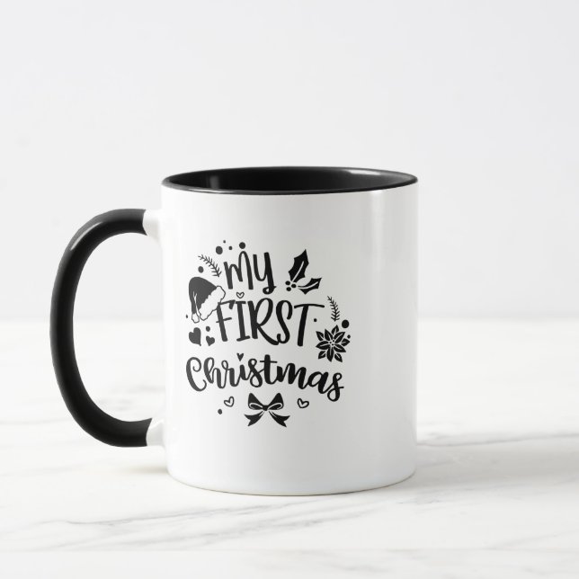 Mug Première famille de jumelage de Noël du bébé (Gauche)