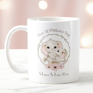 Mug Première Fête des Mères Fille Eléphant Nom personn
