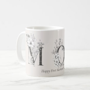 Mug Première Fête des mères Lettres botaniques rose pâ
