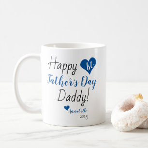 Mug Première Fête des pères Bleu Coeur Bébé Garçon Fil