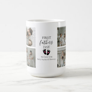 Mug Première Fête des pères - Empreintes bébé et Coeur