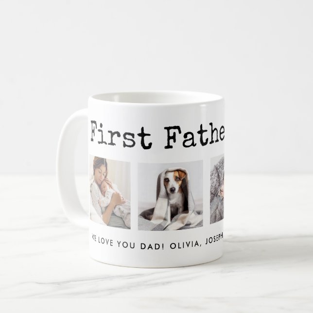 Mug Première Fête des pères | Grille photo sur texte d (Devant gauche)